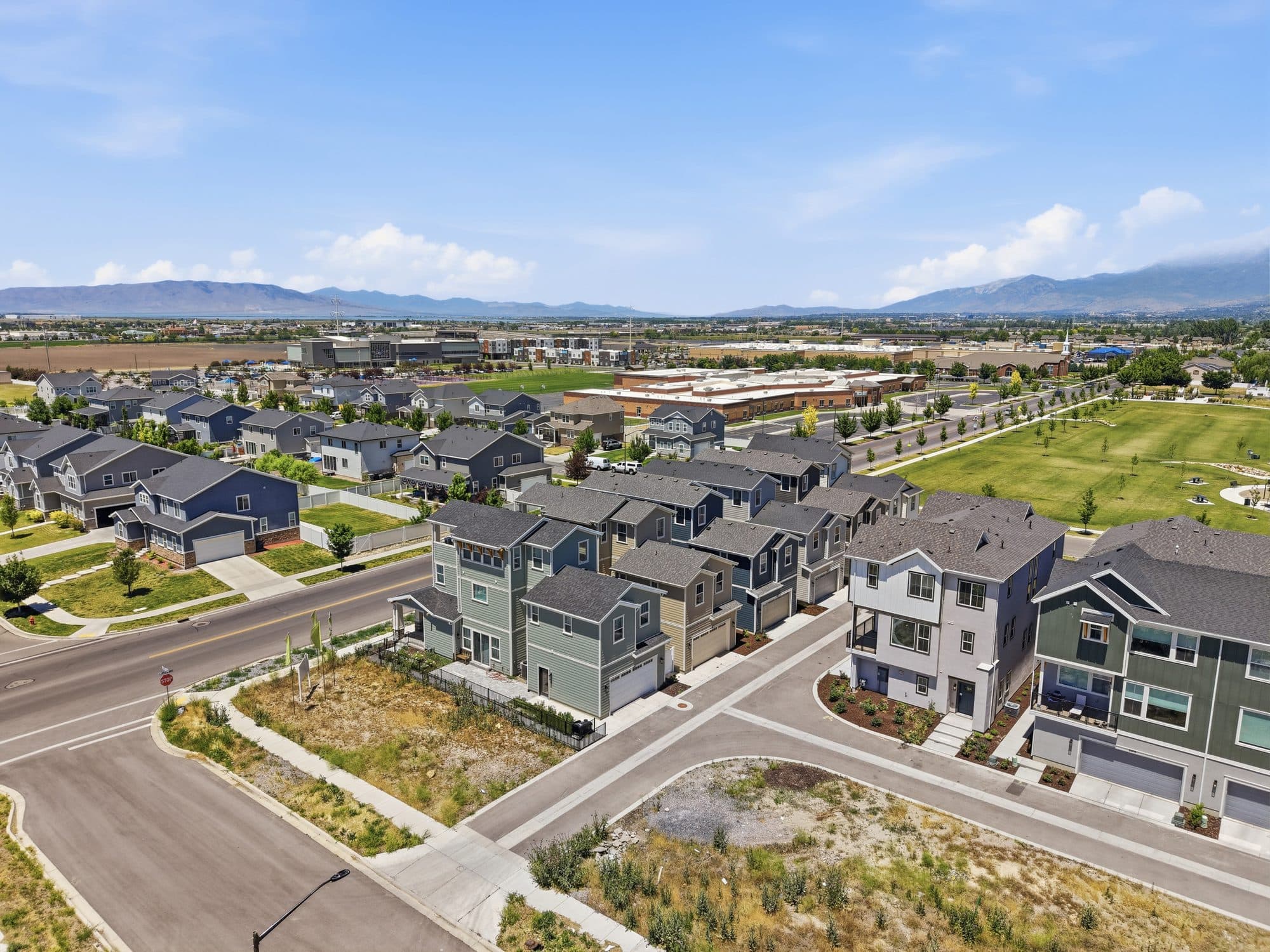 Huntington Ranch, new homes by Iron Oak, framed by the Wasatch mountains